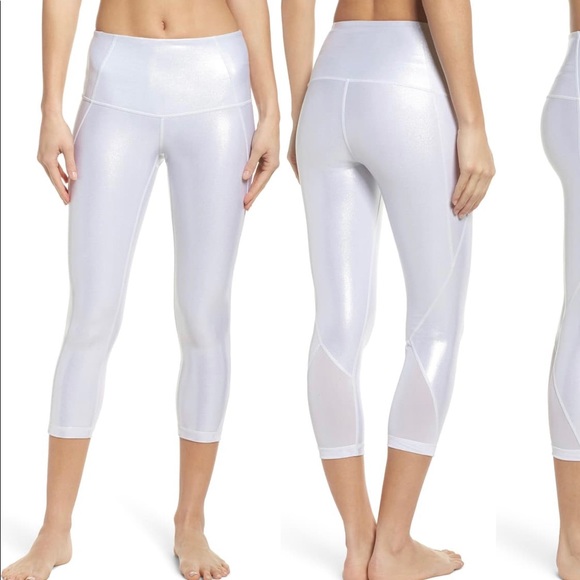 Zella Hatha Glitter High Waist Crop Leggings - Picture 1 of 6